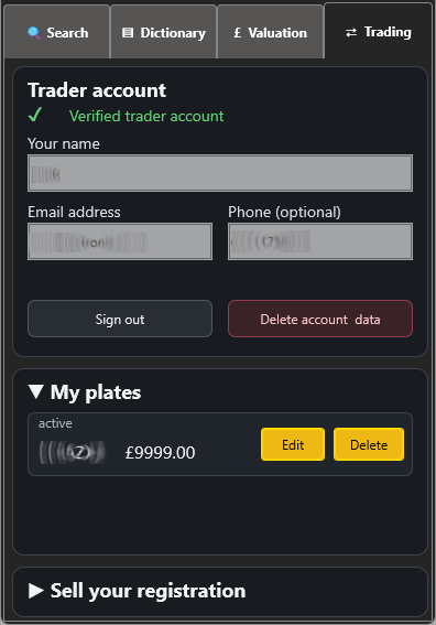 RegFinder trader account
